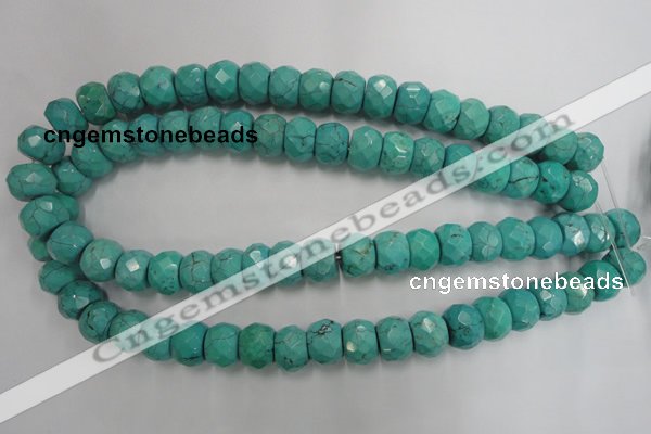 CWB452 15.5 inches 10*14mm faceted rondelle howlite turquoise beads