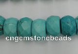 CWB454 15.5 inches 10*14mm faceted rondelle howlite turquoise beads