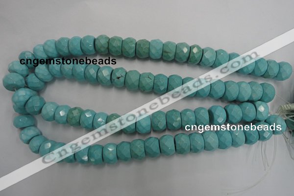 CWB455 15.5 inches 10*14mm faceted rondelle howlite turquoise beads