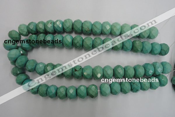 CWB456 15.5 inches 12*16mm faceted rondelle howlite turquoise beads