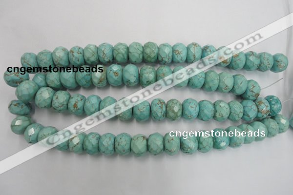 CWB457 15.5 inches 12*16mm faceted rondelle howlite turquoise beads