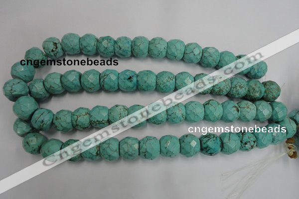 CWB458 15.5 inches 13*15mm faceted rondelle howlite turquoise beads