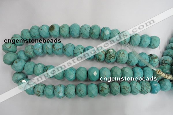 CWB459 15.5 inches 12*18mm faceted rondelle howlite turquoise beads