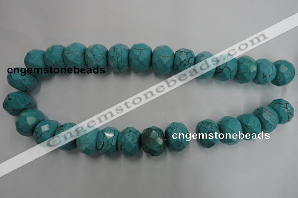 CWB460 15.5 inches 13*18mm faceted rondelle howlite turquoise beads