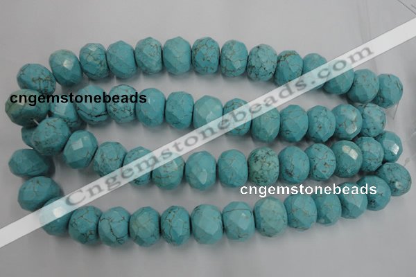 CWB462 15.5 inches 14*20mm faceted rondelle howlite turquoise beads