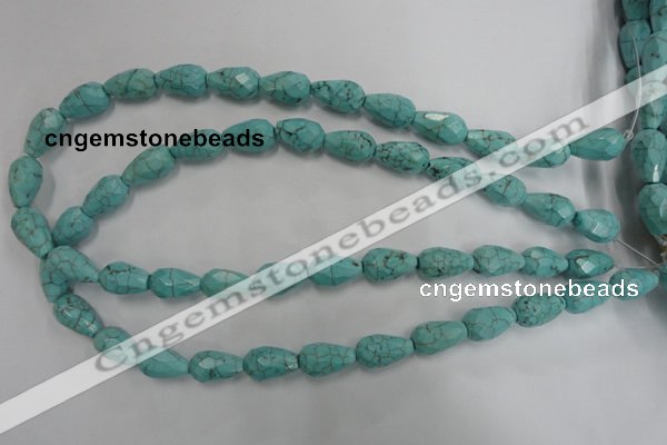 CWB471 15.5 inches 10*16mm faceted teardrop howlite turquoise beads