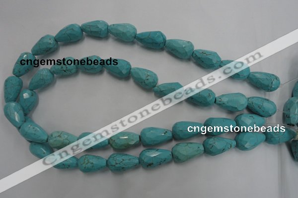 CWB473 15.5 inches 12*20mm faceted teardrop howlite turquoise beads