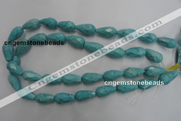 CWB474 15.5 inches 12*22mm faceted teardrop howlite turquoise beads