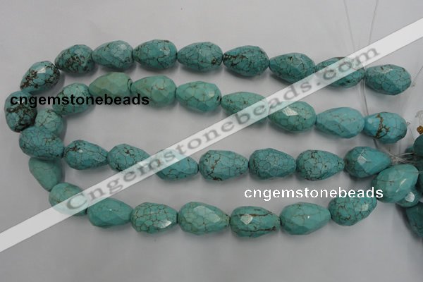 CWB475 15.5 inches 15*22mm faceted teardrop howlite turquoise beads