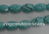 CWB481 15.5 inches 8*12mm faceted rice howlite turquoise beads