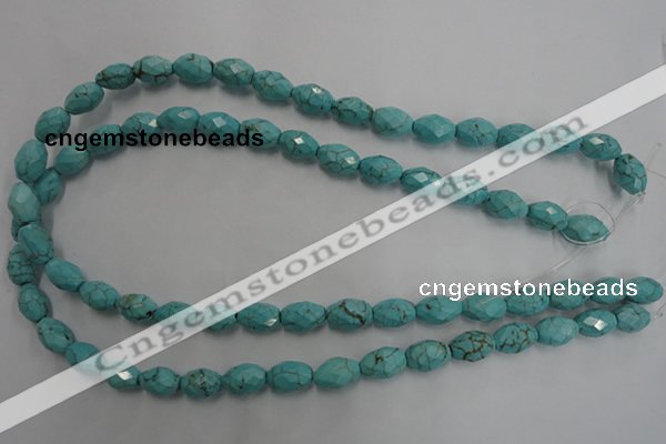 CWB481 15.5 inches 8*12mm faceted rice howlite turquoise beads