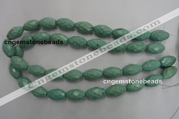 CWB484 15.5 inches 12*20mm faceted rice howlite turquoise beads