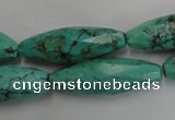 CWB487 15.5 inches 10*30mm faceted rice howlite turquoise beads