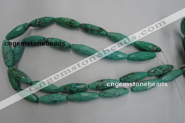 CWB487 15.5 inches 10*30mm faceted rice howlite turquoise beads