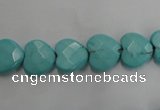 CWB491 15.5 inches 10*10mm faceted heart howlite turquoise beads