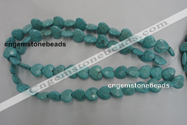 CWB493 15.5 inches 15*15mm faceted heart howlite turquoise beads