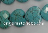 CWB495 15.5 inches 18*18mm faceted heart howlite turquoise beads