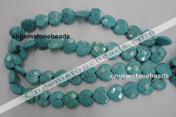 CWB495 15.5 inches 18*18mm faceted heart howlite turquoise beads