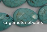 CWB506 15.5 inches 18*25mm faceted flat teardrop howlite turquoise beads