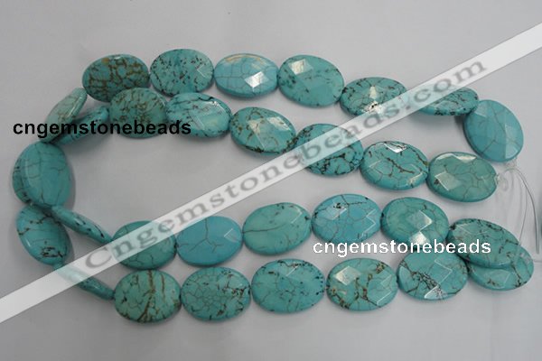 CWB516 15.5 inches 18*25mm faceted oval howlite turquoise beads