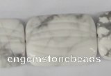 CWB63 15.5 inches 25*35mm carved rectangle natural white howlite beads