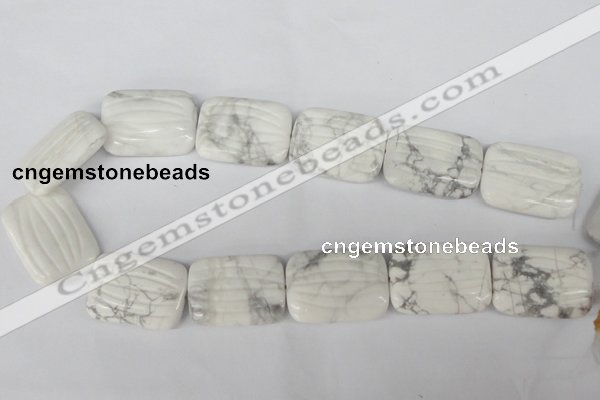 CWB63 15.5 inches 25*35mm carved rectangle natural white howlite beads