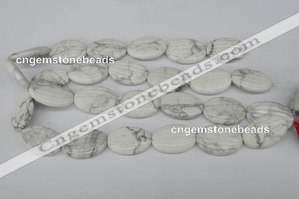 CWB68 15.5 inches 20*30mm carved oval natural white howlite beads