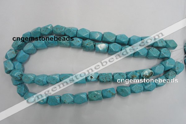 CWB688 15.5 inches 10*14mm faceted nuggets howlite turquoise beads