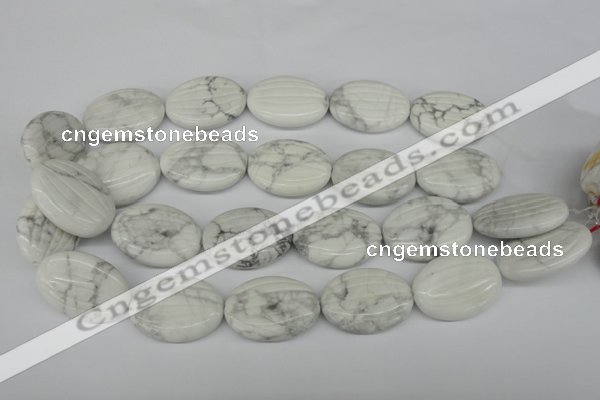 CWB69 15.5 inches 25*35mm carved oval natural white howlite beads