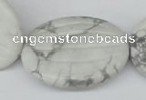 CWB70 15.5 inches 30*40mm carved oval natural white howlite beads