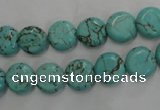 CWB701 15.5 inches 10mm flat round howlite turquoise beads