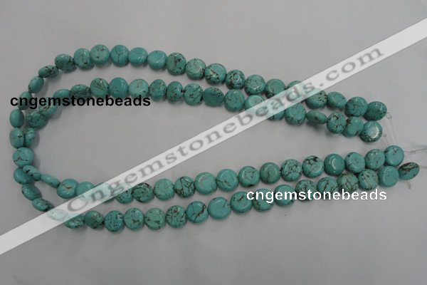 CWB701 15.5 inches 10mm flat round howlite turquoise beads