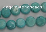 CWB702 15.5 inches 11mm flat round howlite turquoise beads