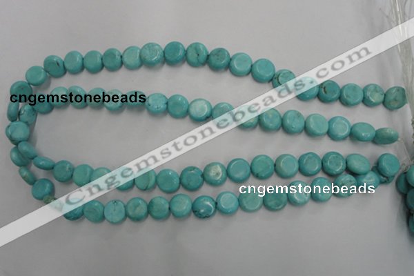 CWB702 15.5 inches 11mm flat round howlite turquoise beads