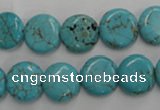 CWB703 15.5 inches 12mm flat round howlite turquoise beads