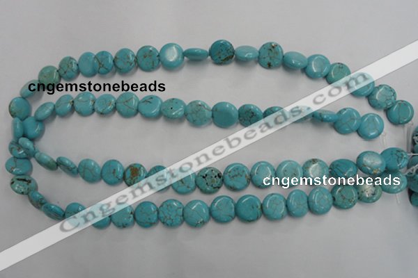 CWB703 15.5 inches 12mm flat round howlite turquoise beads