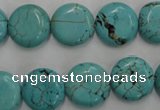 CWB704 15.5 inches 14mm flat round howlite turquoise beads