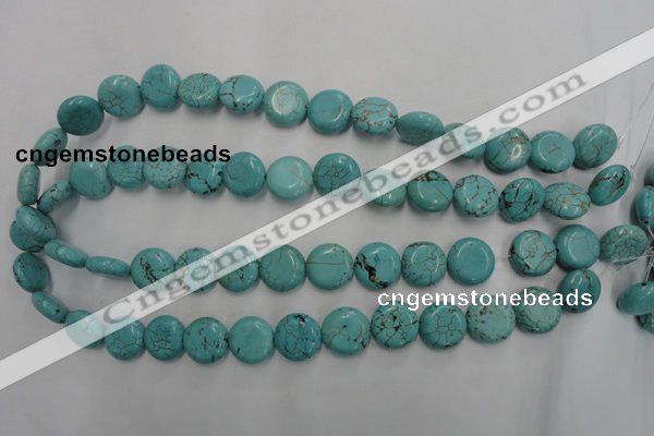 CWB704 15.5 inches 14mm flat round howlite turquoise beads