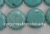 CWB707 15.5 inches 20mm flat round howlite turquoise beads