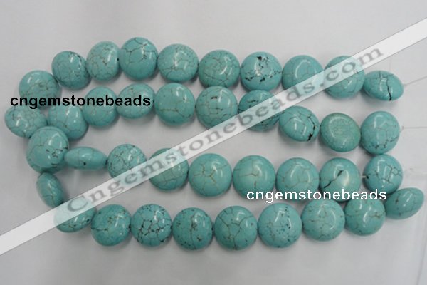 CWB710 15.5 inches 20mm flat round howlite turquoise beads