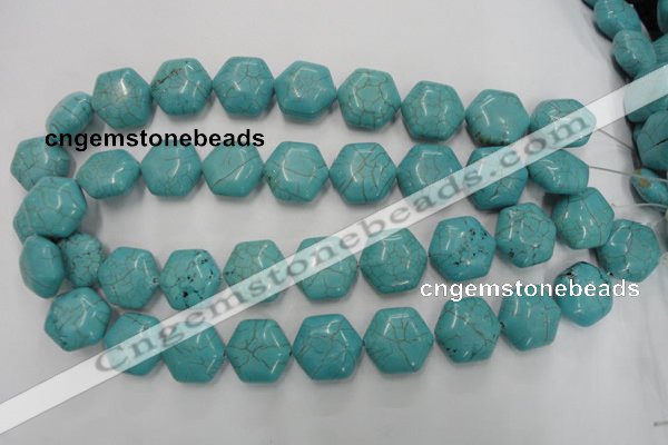 CWB712 15.5 inches 18*20mm hexagon howlite turquoise beads