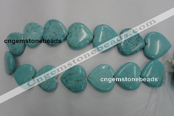 CWB720 15.5 inches 30*30mm heart howlite turquoise beads wholesale