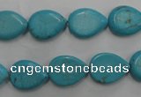 CWB722 15.5 inches 10*14mm flat teardrop howlite turquoise beads