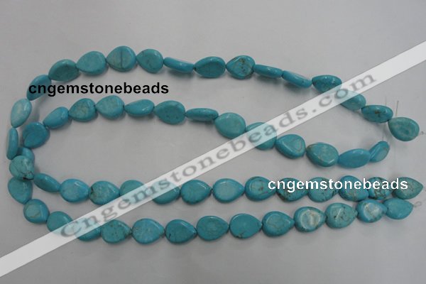 CWB722 15.5 inches 10*14mm flat teardrop howlite turquoise beads