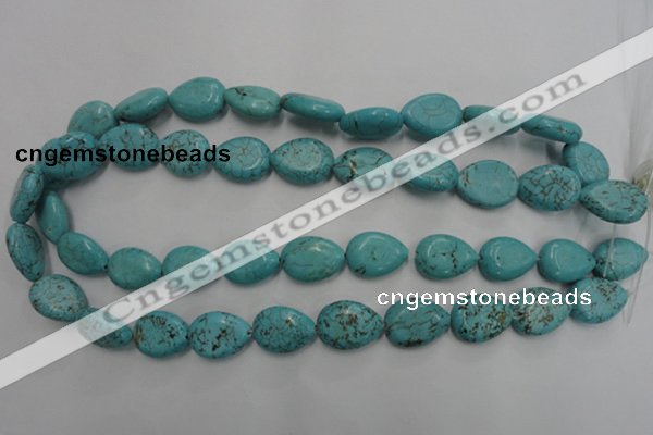 CWB724 15.5 inches 13*18mm flat teardrop howlite turquoise beads