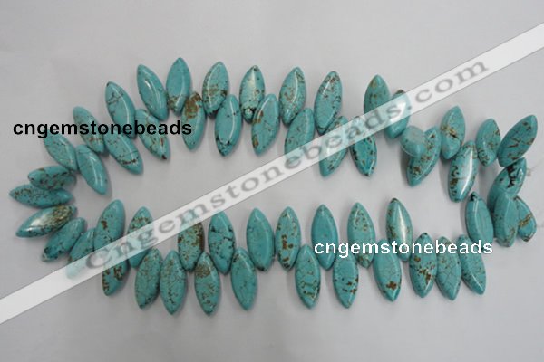 CWB755 Top-drilled 10*24mm marquise howlite turquoise beads wholesale