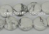 CWB77 15.5 inches 16mm flat round natural white howlite beads