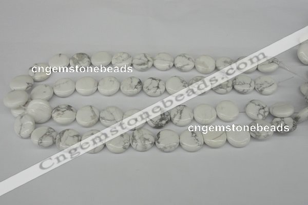 CWB77 15.5 inches 16mm flat round natural white howlite beads