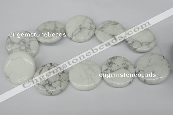 CWB78 15.5 inches 40mm flat round natural white howlite beads