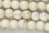 CWB800 15.5 inches 4mm round white howlite turquoise beads